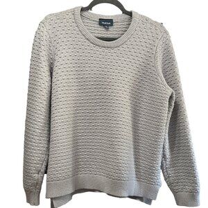 ModCloth Size XL Gray Cropped Tone on Tone Raised Polkadot Pullover Sweater